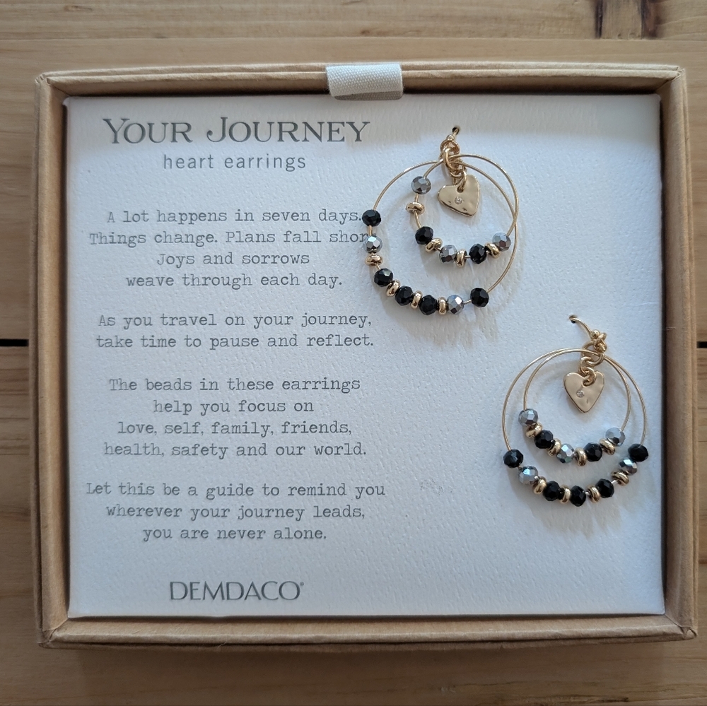 Demdaco | Gold Double Hoop Heart Earrings